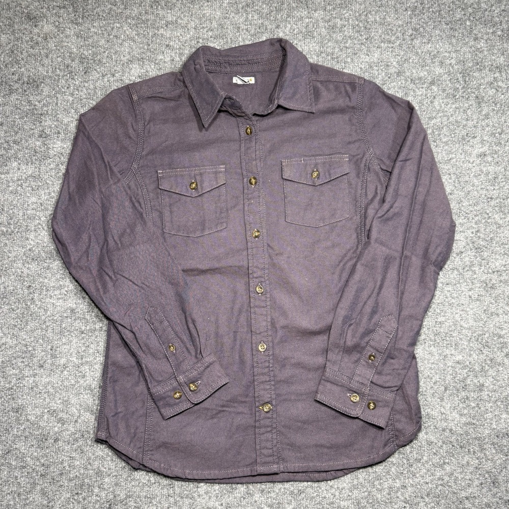 Carhartt button-up work shirt in a dark purple Size Small 4/6